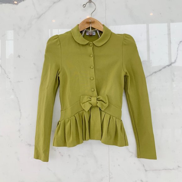 RED VALENTINO Bow Detail Fitted Jacket Pistachio Green - Picture 1 of 11